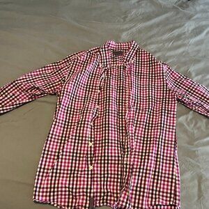 Pink and black button down